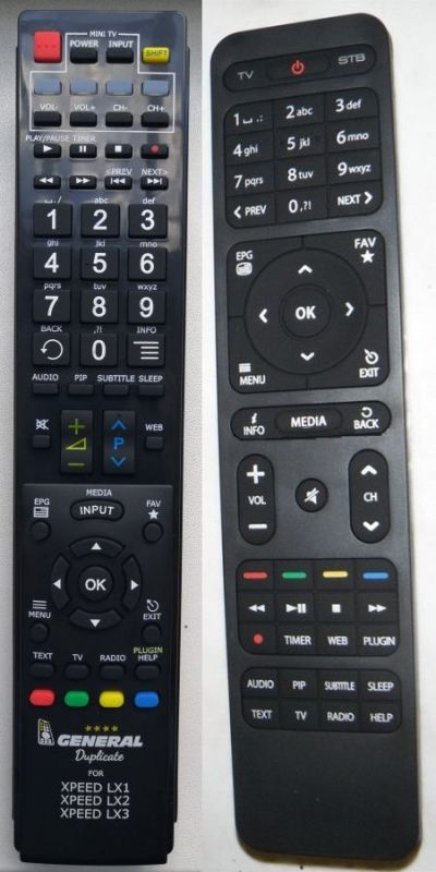 GOLDEN INTERSTAR XPEED LX1, XPEED LX2, XPEED LX3 + ovládání TV (mini TV) - dálkový ovladač duplikát - Kliknutím na obrázek zavřete