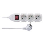 Prodlužovací kabel s vypínačem 3 zásuvky 3m, bílý Prodlužovací kabel s vypínačem 3 zásuvky 3m, bílý