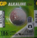 Alkalická knoflíková baterie GP 186F (LR43)