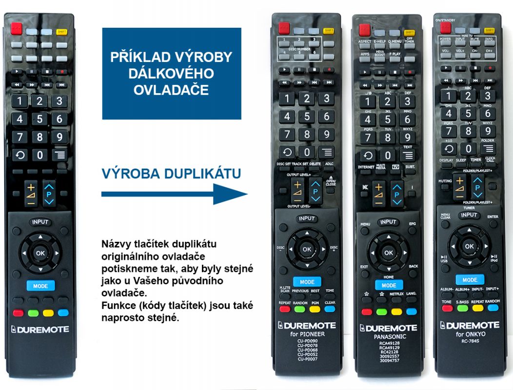 General DUREMOTE 1 - výroba duplikátu originálního dálkového ovladače se stejnými funkcemi i popisky tlačítek - Kliknutím na obrázek zavřete
